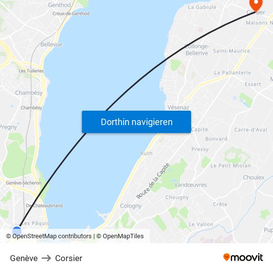 Genève to Corsier map