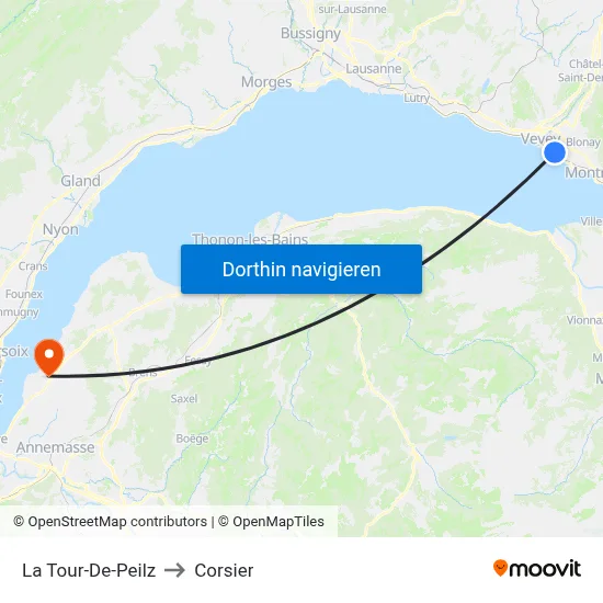 La Tour-De-Peilz to Corsier map