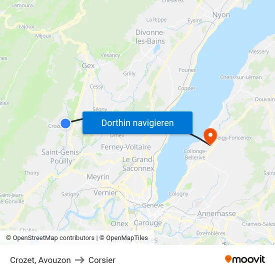 Crozet, Avouzon to Corsier map