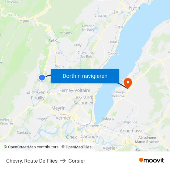 Chevry, Route De Flies to Corsier map