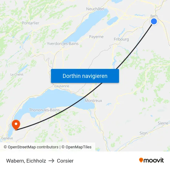 Wabern, Eichholz to Corsier map