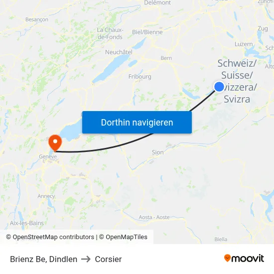 Brienz Be, Dindlen to Corsier map