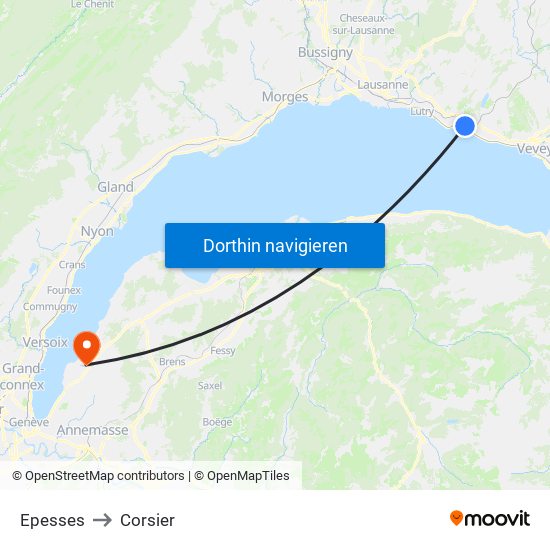 Epesses to Corsier map