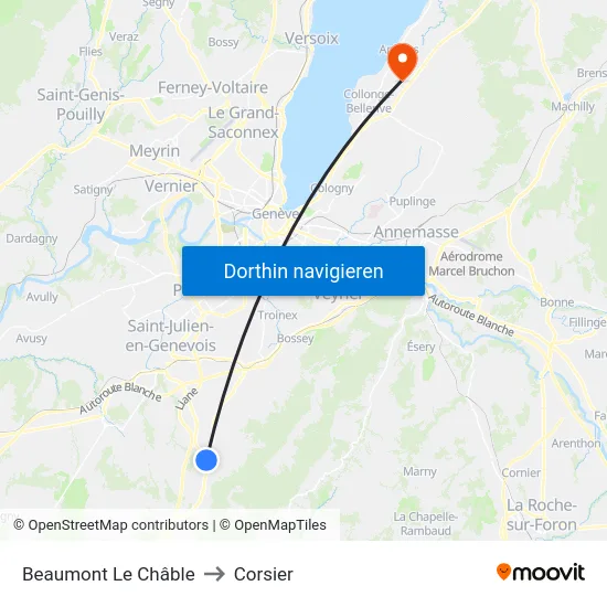 Beaumont, Le Châble to Corsier map