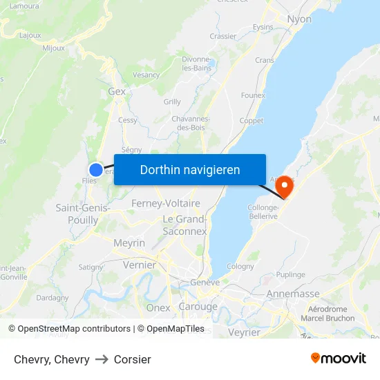 Chevry, Chevry to Corsier map