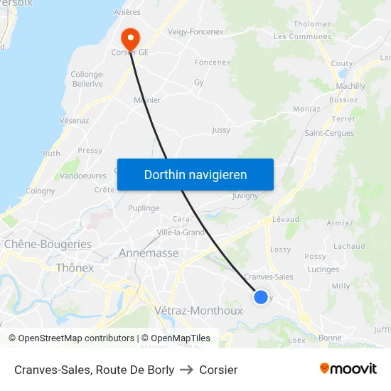 Cranves-Sales, Route De Borly to Corsier map