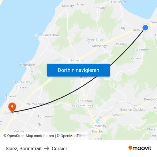 Sciez, Bonnatrait to Corsier map