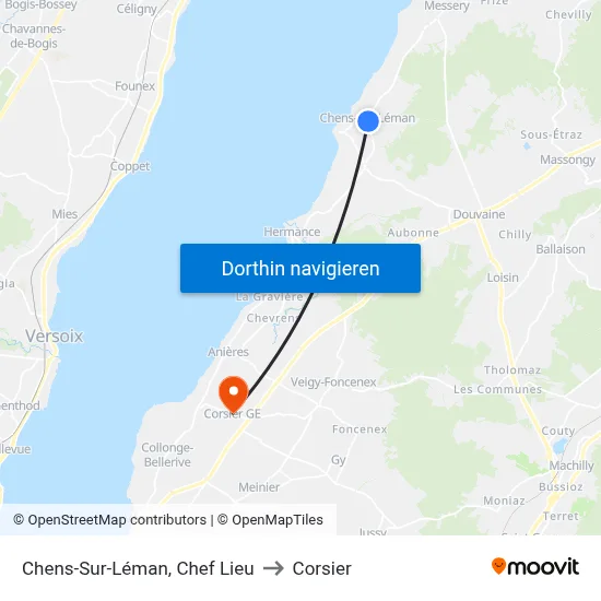 Chens-Sur-Léman, Chef Lieu to Corsier map