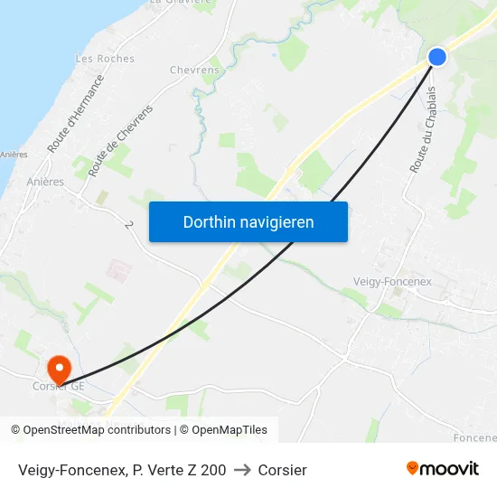 Veigy-Foncenex, P. Verte Z 200 to Corsier map