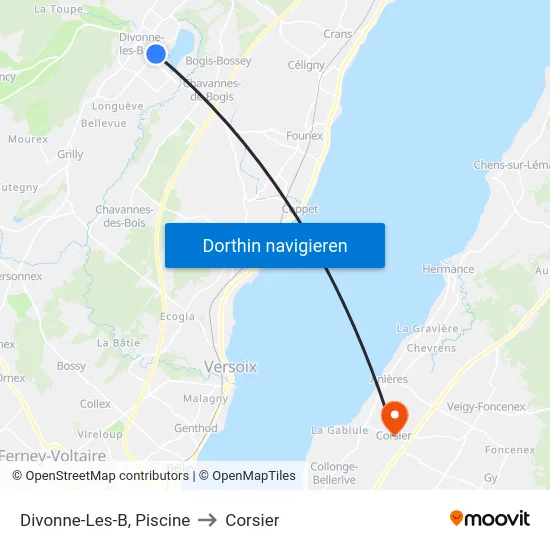Divonne-Les-B, Piscine to Corsier map