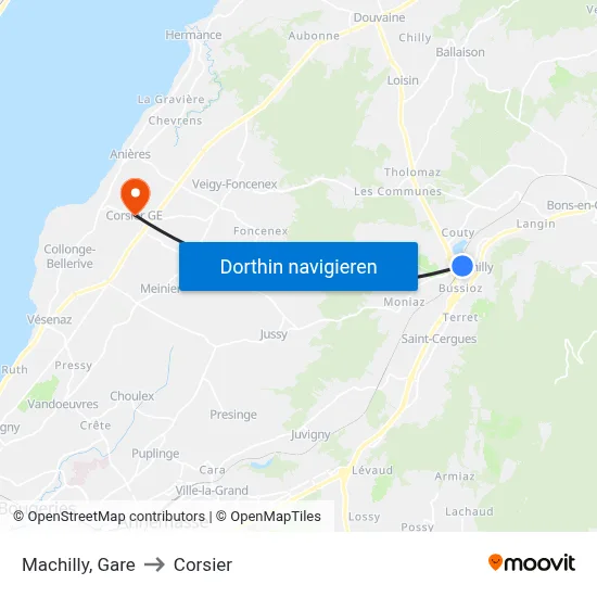 Machilly, Gare to Corsier map
