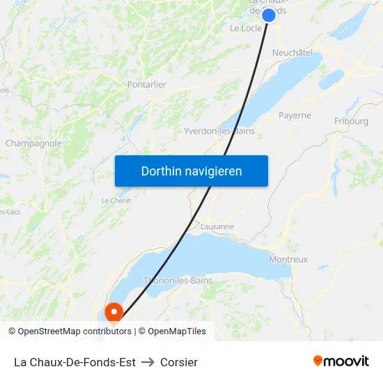 La Chaux-De-Fonds-Est to Corsier map