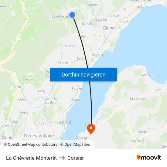 La Chèvrerie-Monterêt to Corsier map