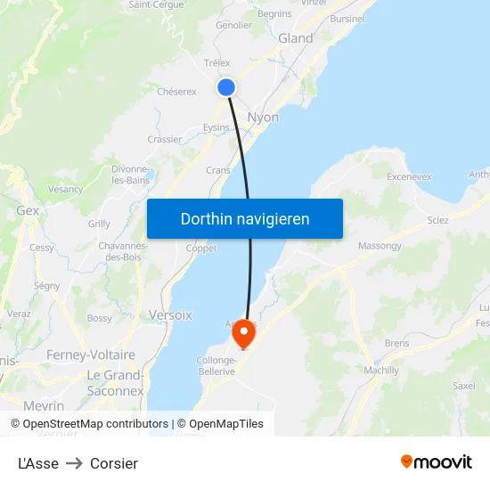 L'Asse to Corsier map