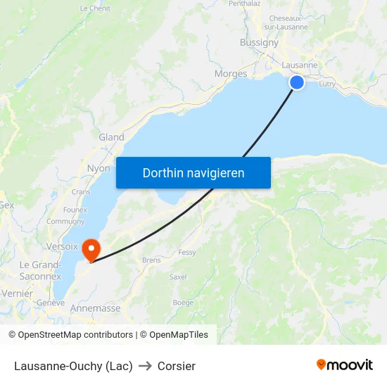 Lausanne-Ouchy (Lac) to Corsier map