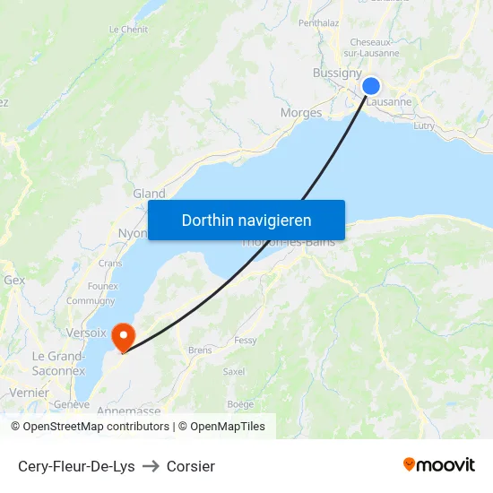 Cery-Fleur-De-Lys to Corsier map