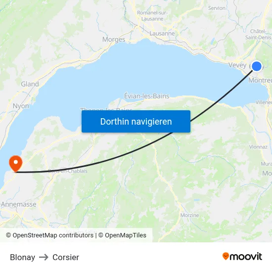 Blonay to Corsier map