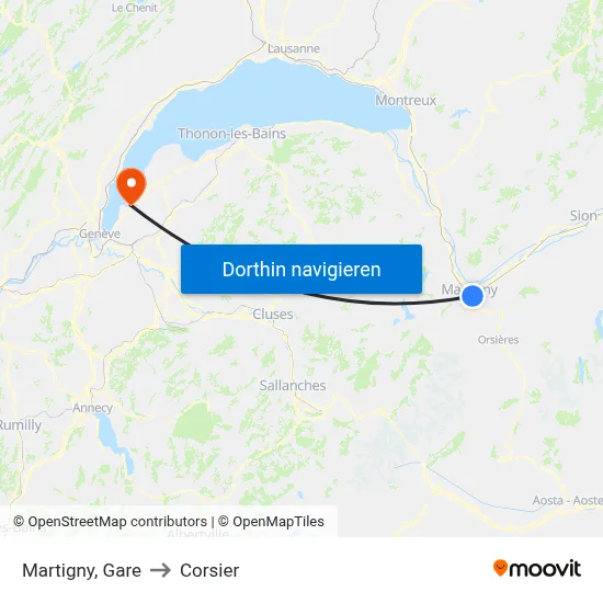 Martigny, Gare to Corsier map