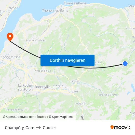 Champéry, Gare to Corsier map