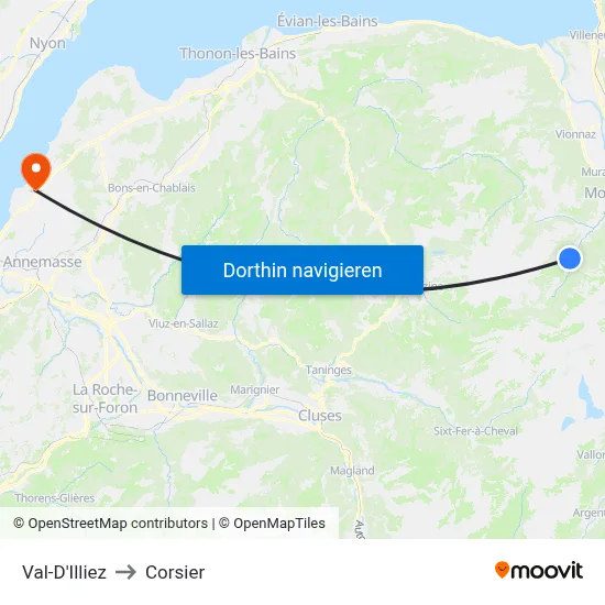Val-D'Illiez to Corsier map