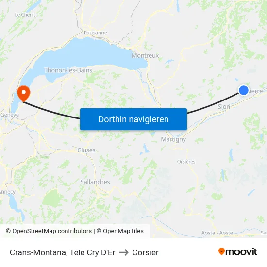 Crans-Montana, Télé Cry D'Er to Corsier map