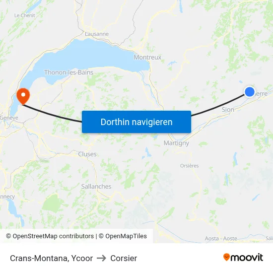 Crans-Montana, Ycoor to Corsier map
