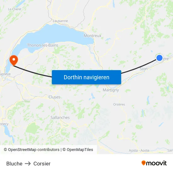 Bluche to Corsier map