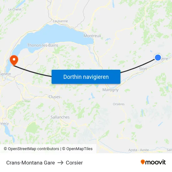 Crans-Montana Gare to Corsier map