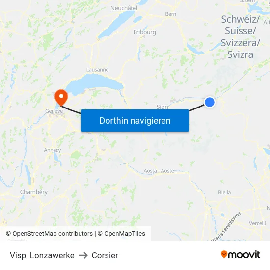 Visp, Lonzawerke to Corsier map