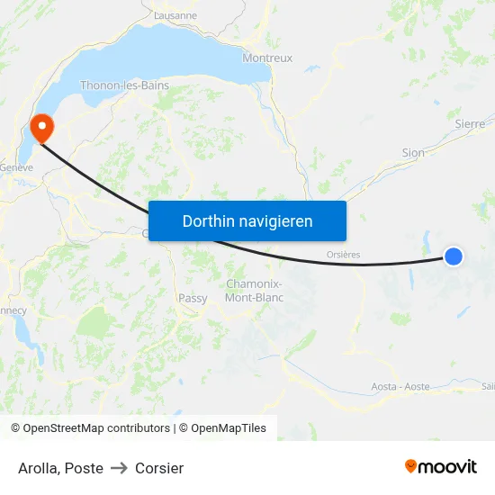 Arolla, Poste to Corsier map