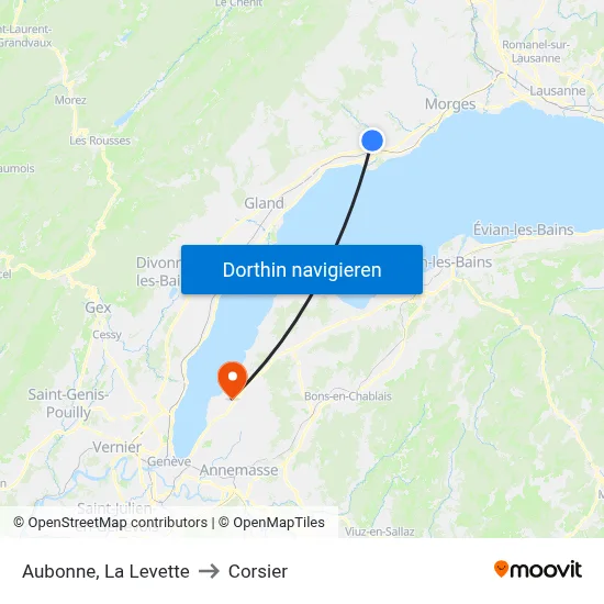 Aubonne, La Levette to Corsier map