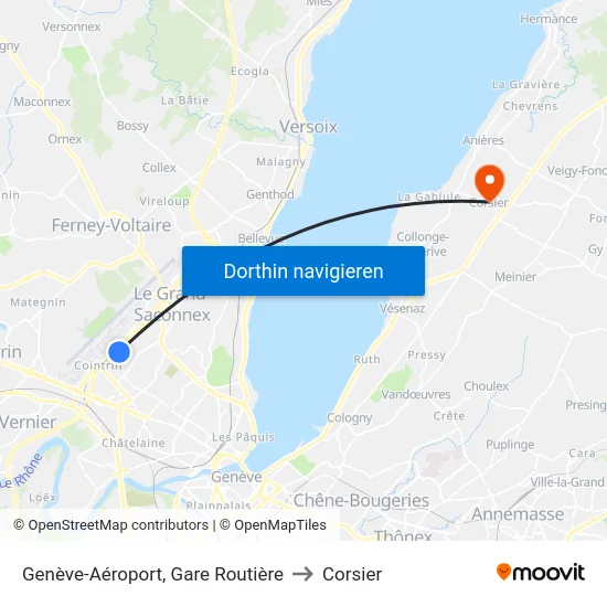 Genève-Aéroport, Gare Routière to Corsier map