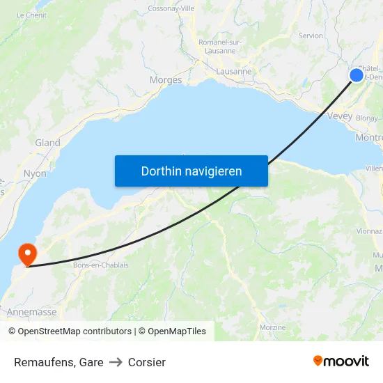 Remaufens, Gare to Corsier map