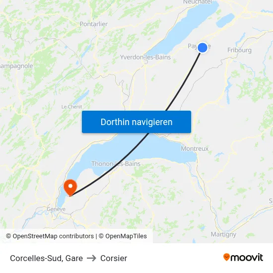 Corcelles-Sud, Gare to Corsier map