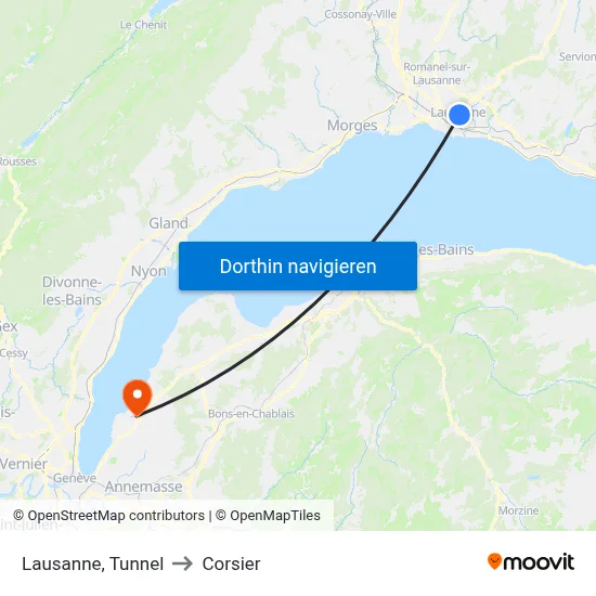 Lausanne, Tunnel to Corsier map