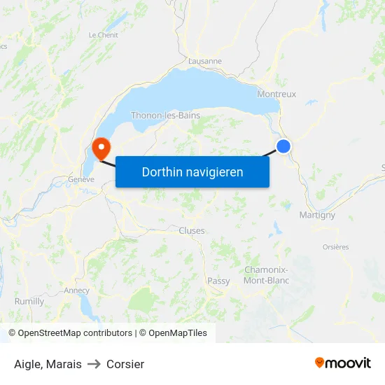 Aigle, Marais to Corsier map