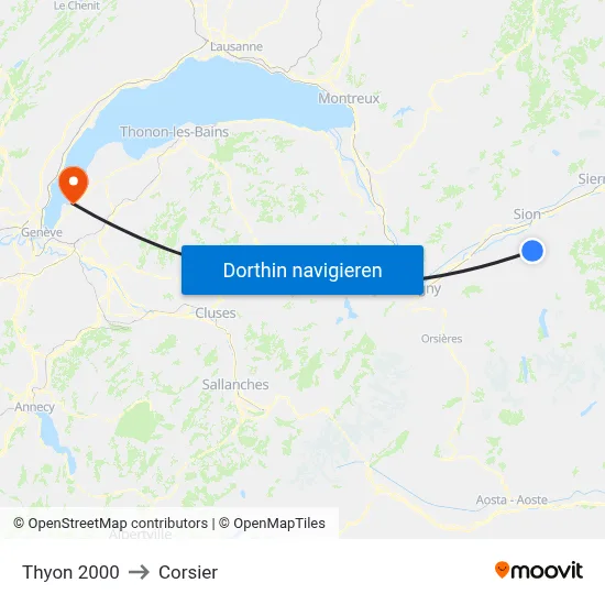 Thyon 2000 to Corsier map