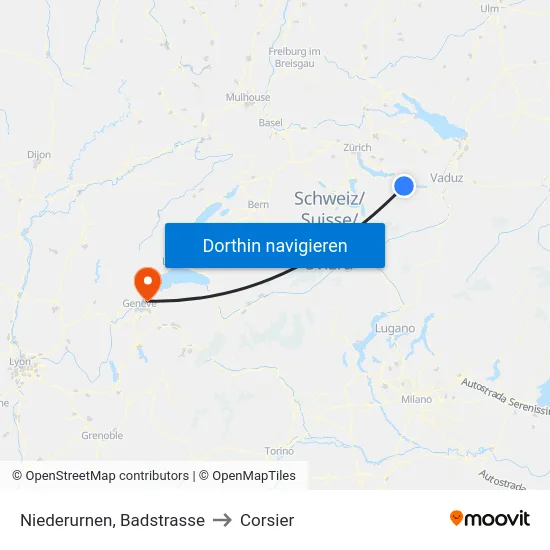 Niederurnen, Badstrasse to Corsier map