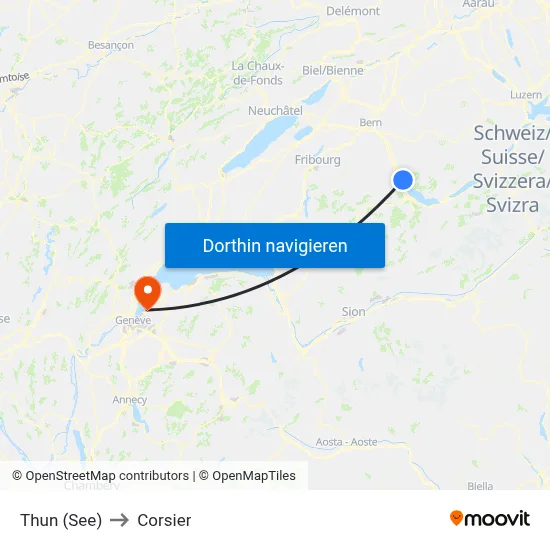 Thun (See) to Corsier map