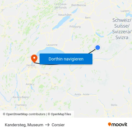 Kandersteg, Museum to Corsier map