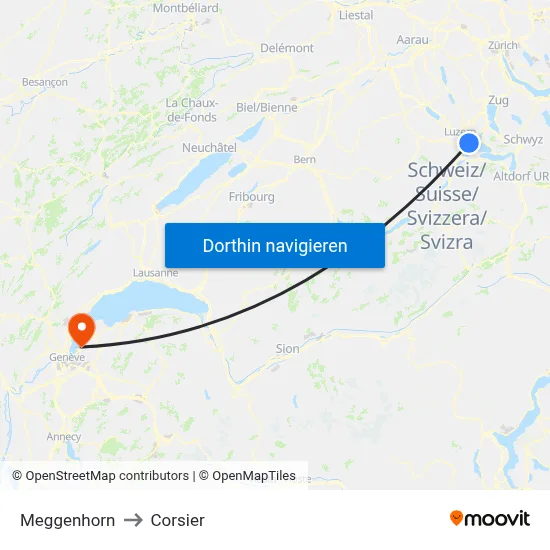 Meggenhorn to Corsier map