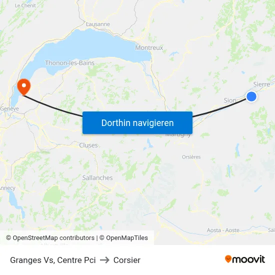 Granges Vs, Centre Pci to Corsier map