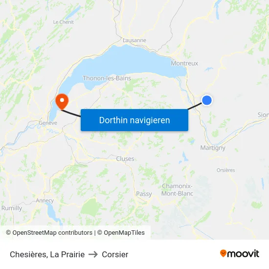 Chesières, La Prairie to Corsier map