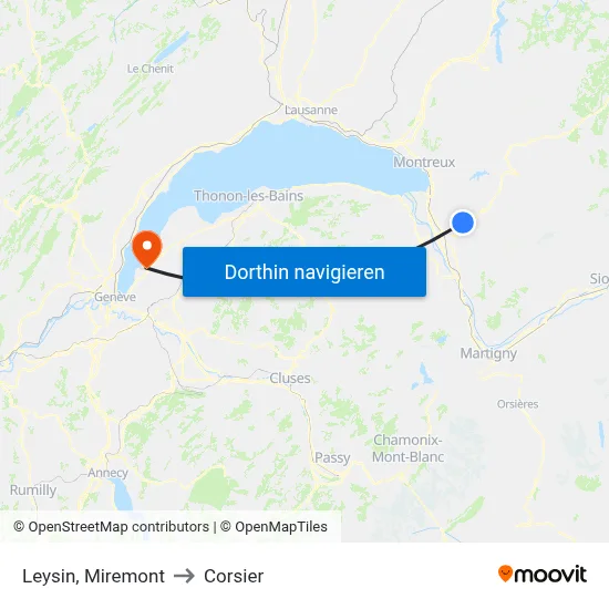 Leysin, Miremont to Corsier map