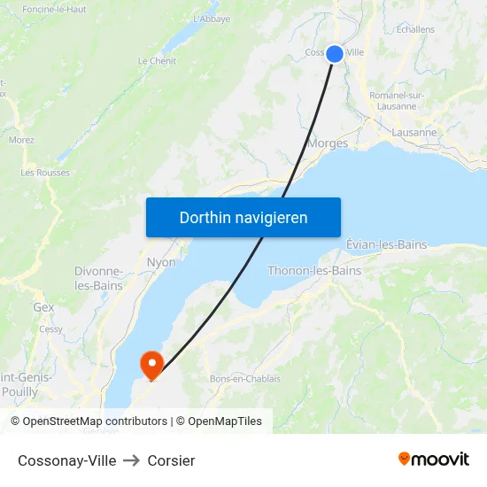 Cossonay-Ville to Corsier map