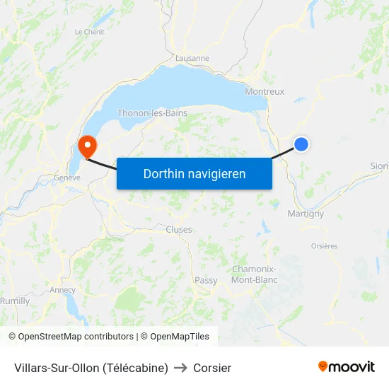 Villars-Sur-Ollon (Télécabine) to Corsier map
