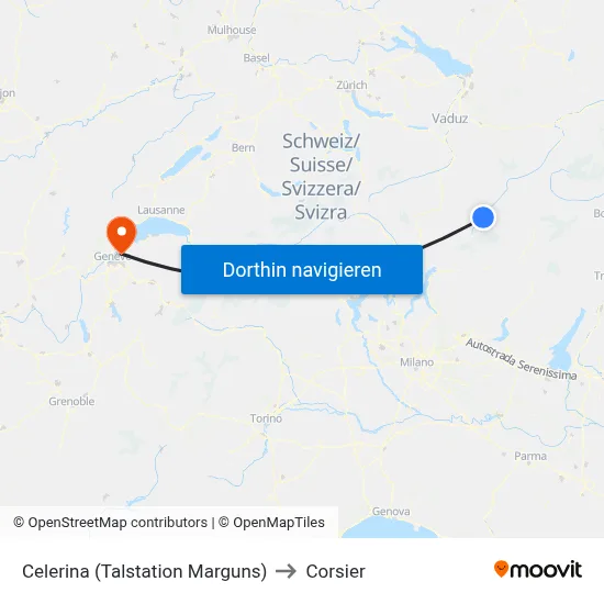 Celerina (Talstation Marguns) to Corsier map