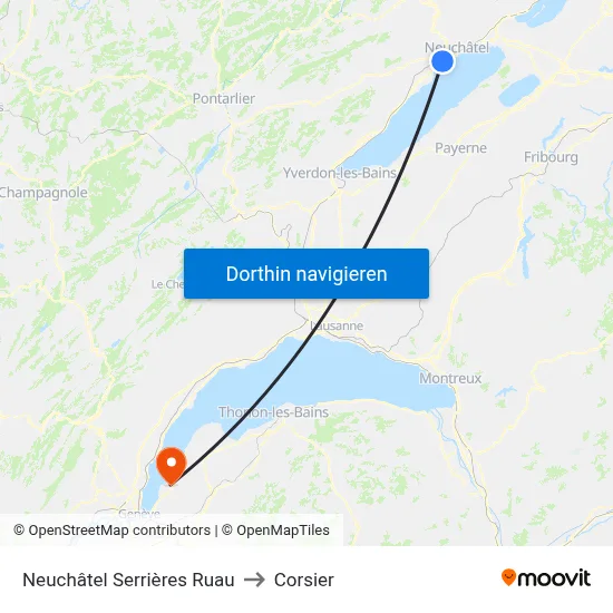 Neuchâtel Serrières Ruau to Corsier map