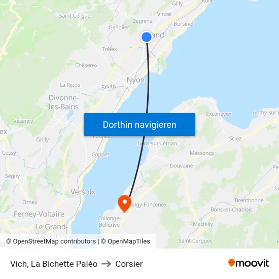 Vich, La Bichette Paléo to Corsier map