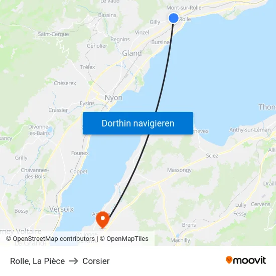 Rolle, La Pièce to Corsier map